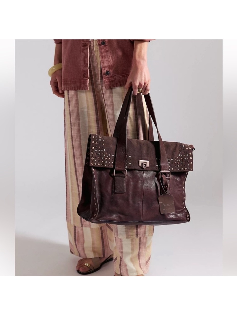 NWT Free People Shay Studded Tote Bag - Picture 3 of 7